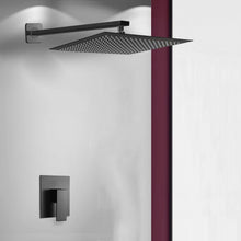 Load image into Gallery viewer, Concealed Rear Wall Black Matt Square Shower Set Mixer Square Head 1 Way
