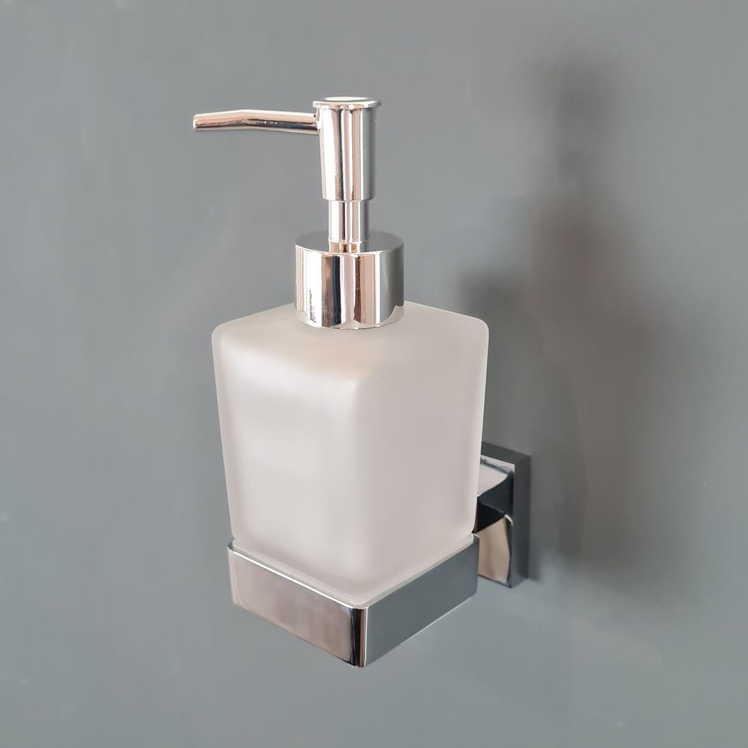 Soap Dispenser Soap Holder Wall Mounted Round Finish Glass Soap Chrome Accessory