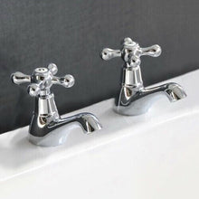 Load image into Gallery viewer, Pillar Hot And Cold Taps Basin Tap Chrome Finish Pillar Hot And Cold Taps Basin Tap
