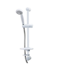 Load image into Gallery viewer, White Polished Holder Shower Rail Riser Kit Slider Soap Bar Holder Hose Head Adjustable Set Accessory
