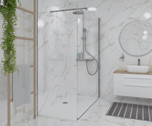 Load image into Gallery viewer, Walk In Screen Panel 800mm Wet Room Shower Enclosure Glass With Long Shower Tray
