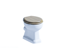 Load image into Gallery viewer, Floor Standing Back To Wall White Toilet Pan with Solid Wood Seat Cover
