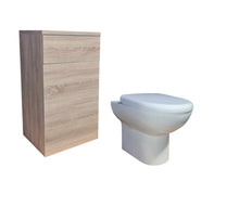 Load image into Gallery viewer, Sonoma Oak WC Unit Back to Wall Ceramic Round Toilet Pan Soft Close Seat &amp; Cistern
