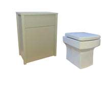 Load image into Gallery viewer, Off White Back to Wall Unit White Square Toilet Pan Soft Close Seat and Cistern
