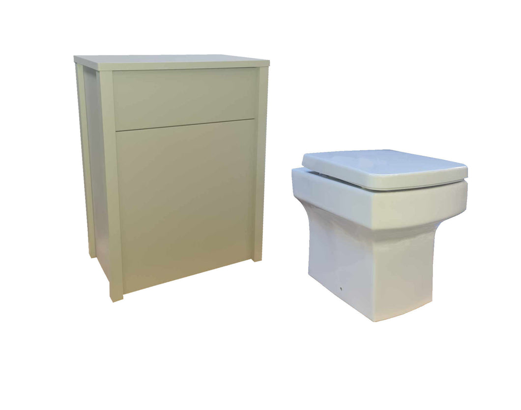 Off White Back to Wall Unit White Square Toilet Pan Soft Close Seat and Cistern