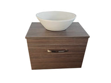 Load image into Gallery viewer, Brown Bathroom Storage Wall Hung Vanity Unit &amp; Ceramic Sink 600mm
