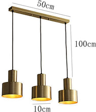 Load image into Gallery viewer, Gold Brushed Brass Pendant Lighting Hanging Ceiling Light Simple Modern Chandelier for Kitchen Bedroom Hallway Living Room,Brass,3 Lights - Long
