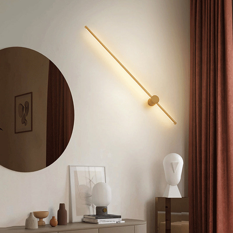 Golden Wall lamp, Simple Long Strip Wall Lamp Nordic Ambient Sconce Light Decor Warm LED Wall Lamp for Bedroom Living Room Aisle Stair Light