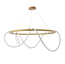 Load image into Gallery viewer, Gold Metallic LED Chandelier 600MM Ring with Acrylic Curly Tube Light - Natural White
