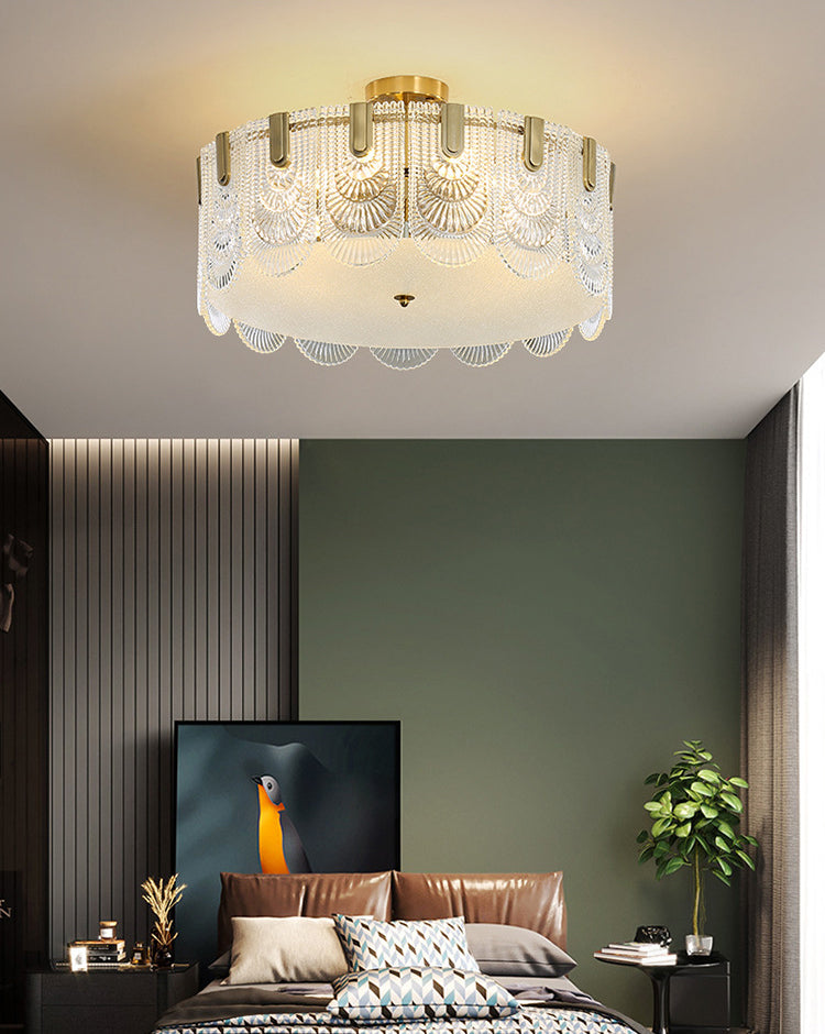 Light Luxury Chandelier with Vintage Glass Light Shade and Chandelier for Dinning Room Living Room Bedroom