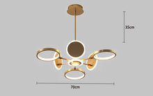 Load image into Gallery viewer, Golden Pendant Lights LED Modern for Living Room Bedroom, Metal and Acrylic LED Hanging Lamp Chandelier for Dining Room Bars Cafe 6 Heads
