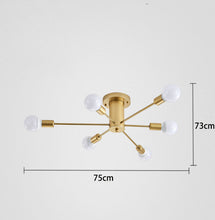 Load image into Gallery viewer, Semi-recessed Ceiling Lamp Brushed Antique Golden Lighting 6 Lights Modern Chandelier Lighting Fixture Lighting Home Decoration for Living Room Bedroom and Dining Room
