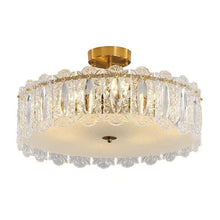 Load image into Gallery viewer, Crystal Flush Mount Ceiling Light Fixtures,Indoor Modern Close to Ceiling Light 6-Light Round Chandeliers Lighting for Living Room Bedroom Porch Hallway-Gold 50x26cm
