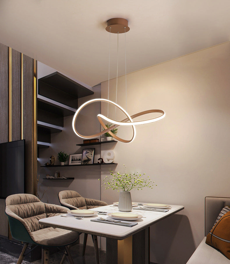 Modern LED Bedroom Chandelier, Acrylic Pendant Lamp for Bedroom Living Room, Contemporary Irregular Ring Pendant Lighting-Gold 50cm