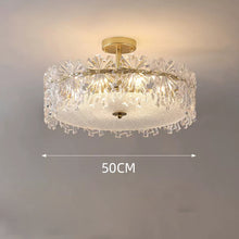 Load image into Gallery viewer, Creative Round Crystal Ceiling Lamp,E12 Nordic Light Luxury Crystal Ceiling Lamp,for Living Room Dining Room Bedroom Kitchen Study Room Golden. 50 * 21cm
