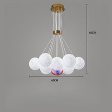 Load image into Gallery viewer, LED Modern Pendant Light, LED Chandelier Modern Living Room 3D Printed Moon Lampshade Hanging Light Decor Lighting Suspension Bedroom
