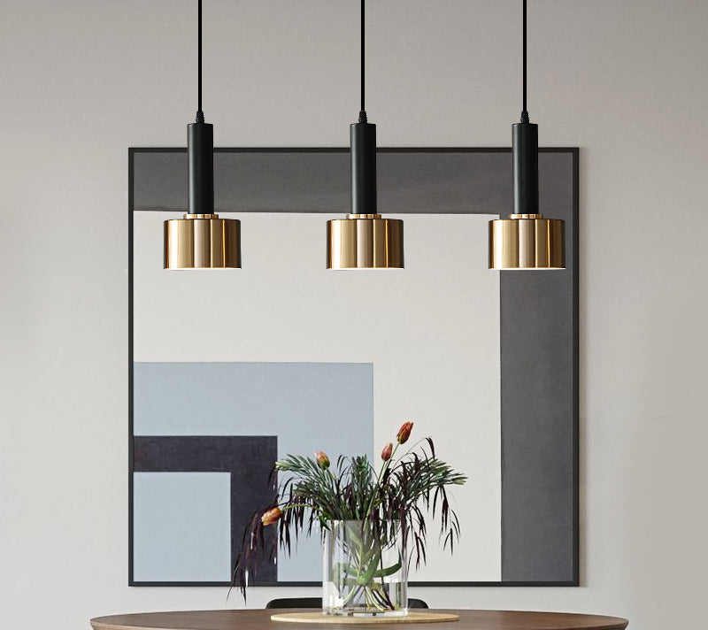 3 Light, Nordic Modern Adjustable Metal Pendant Lighting, Gold and Black Ceiling Chandelier, E27 Hanging Lamp, for Kitchen Island Dining Room Living Room