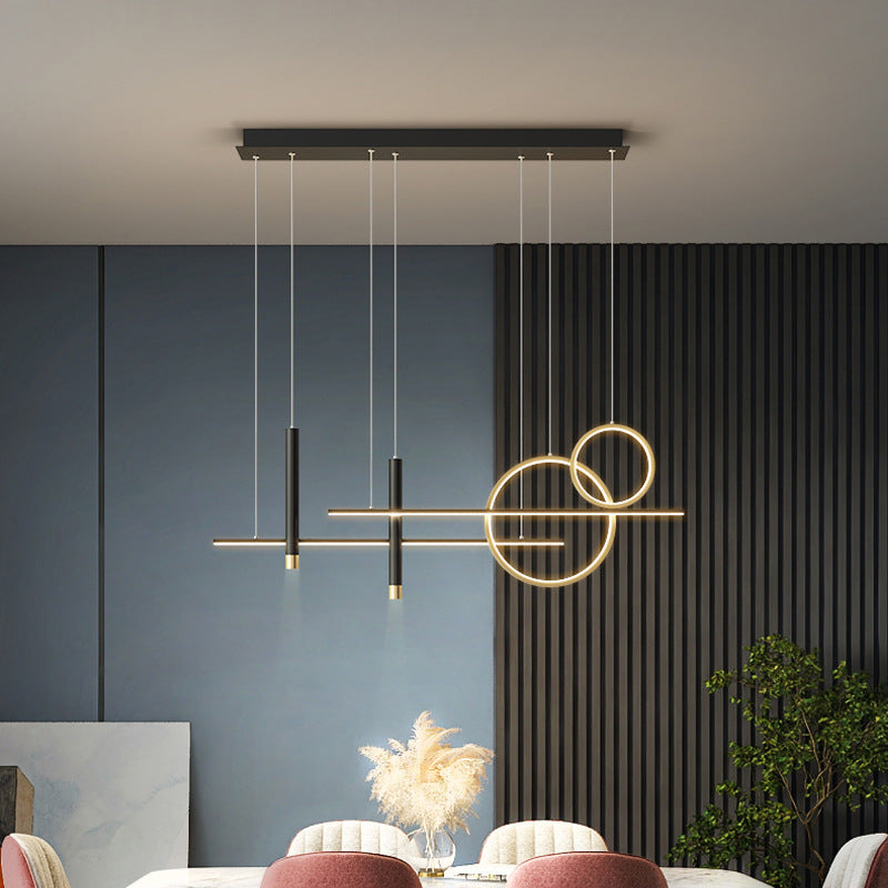 Gold Modern LED Simple Pendant Light Chandelier For Dining Room, Bar amp Nordic Creative Design Black LED Hanging Lamps Body Color Black Golden 100cm