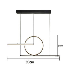 Load image into Gallery viewer, Size Dimensions Of Black Circle Linear Design LED Modern Chandelier Hanging Ceiling Lights
