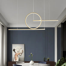 Load image into Gallery viewer, Gold Circle Linear Design LED Modern Chandelier Hanging Ceiling Lights
