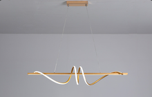 Load image into Gallery viewer,  Twisted Linear Metal Hanging Lights, Modern LED Suspension Lamp, Minimalist Kitchen Island Above Drop Light, Restaurant Dimmable Atmosphere Light Gold
