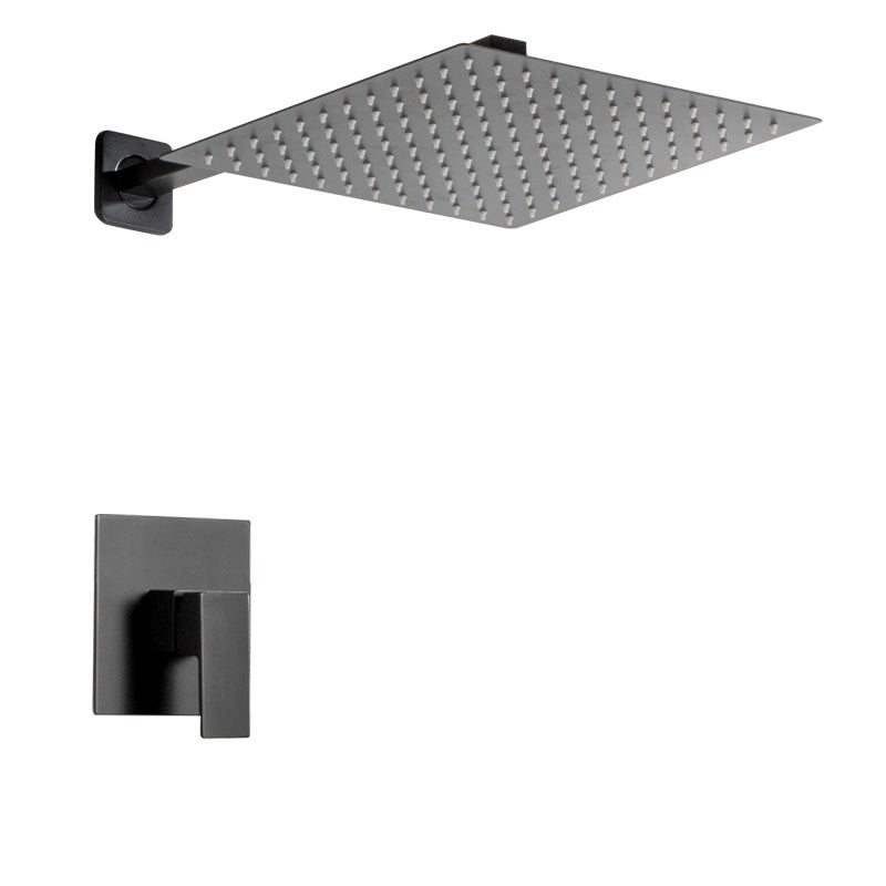 Concealed Rear Wall Black Matt Square Shower Set Mixer Square Head 1 Way