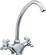 Load image into Gallery viewer, Deck Mounted Kitchen Faucet Kitchen Tap Cross Handles Chrome Finish
