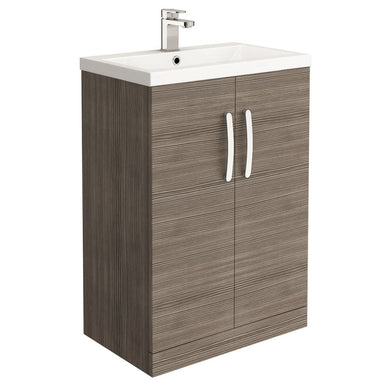Vanity Unit Braun Bathroom Storage Floor Standing Vanity Unit & Ceramic Sink 600mm