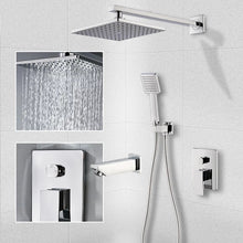 Load image into Gallery viewer, shower mixer set Mixer Modern Shower Square Rain Shower Head Chrome Finish 3 Outlets Shower Set
