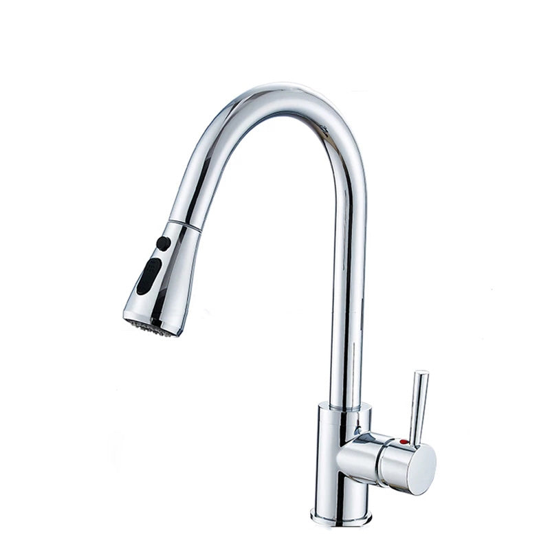 kitchen tap with pull out spray Kitchen Tap Chrome Finish 360° Faucet Pull Out Sprayer 1 Handle Mixer
