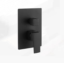 Load image into Gallery viewer, concealed shower Thermostatic Concealed Rear Wall Black Matt Square Head Shower Set 3 way Mixer
