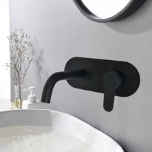 Load image into Gallery viewer, Waterfall Basin Tap Black Basin Finish Waterfall Sink Mixer Tap Bathroom Single Lever Hot &amp; Cold Tap Wall Mounted Tap
