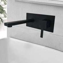 Load image into Gallery viewer, Matte Black Bathroom Taps uk Black Basin Finish Waterfall Sink Mixer Tap Single Lever Hot &amp; Cold Tap Wall Mounted Tap
