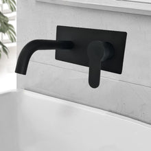 Load image into Gallery viewer, Black Basin Tap Waterfall Sink Mixer Tap Bathroom Single Lever Hot &amp; Cold Tap Black Basin Finish Wall Mounted Tap
