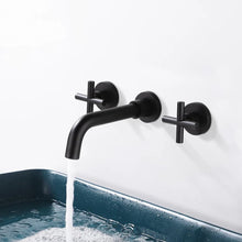 Load image into Gallery viewer, Black Basin Tap Waterfall Finish Black Basin Sink Mixer Tap Bathroom Single Lever Hot &amp; Cold Tap Wall Mounted Tap
