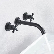 Load image into Gallery viewer, Wall Mounted Basin Tap Waterfall Finish Black Basin Sink Mixer Tap Bathroom Single Lever Hot &amp; Cold Tap Wall Mounted Tap
