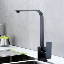 Load image into Gallery viewer, single lever mono mixer kitchen tap black Mixer Tap Square Mono Brass Faucet Kitchen Tap Black Finish Square Neck Sink Taps lever
