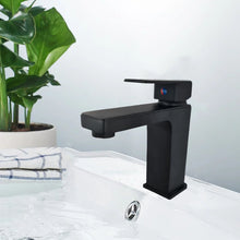 Load image into Gallery viewer, Cheap Black Taps Square Bathroom Mono Sink Mixer Tap Brass Single Lever Modern Black Basin
