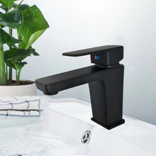 Load image into Gallery viewer, Black Taps For Bathroom Square Bathroom Mono Sink Mixer Tap Brass Single Lever Modern Black Basin
