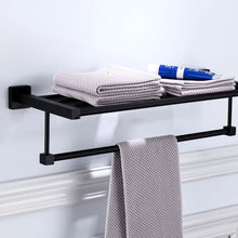 Load image into Gallery viewer, black towel holder 60cm Towel Holder Black Finish Wall Mounted Rack Holder Accessory
