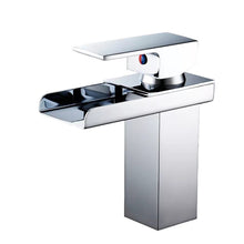 Load image into Gallery viewer, basin mixer tap Square Basin Tap Chrome Finish Waterfall Mixer Tap Brass Single Lever Modern
