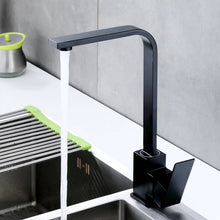 Load image into Gallery viewer, black kitchen tap  Mixer Tap Square Mono Brass Faucet Kitchen Tap Black Finish Square Neck Sink Taps lever

