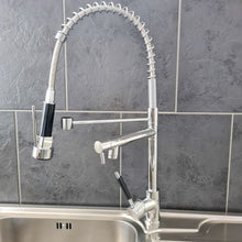 Load image into Gallery viewer, kitchen tap with pull out spray Pull-Down Kitchen Tap Chrome Finish Swivel Spout Mixer Tap Dual Spout Faucet
