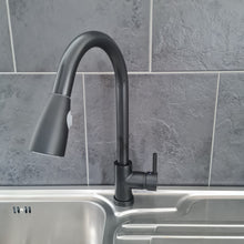 Load image into Gallery viewer, pull out mixer tap Kitchen Tap Black Finish Pull Out 360°Swivel Spout Spray Faucet
