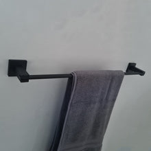 Load image into Gallery viewer, black towel holder wall Black Matt Finish Bathroom Wall Mounted Modern Towel Holder Black Square Stylish Accessory
