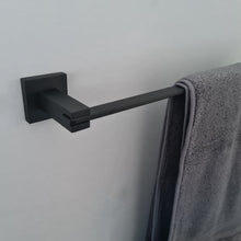 Load image into Gallery viewer, black towel rail Black Bathroom Wall Mounted Modern Towel Holder Black Square Stylish Accessory
