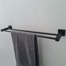Load image into Gallery viewer, black towel holder Black Bathroom Wall Mounted Modern Towel Holder Black Square Stylish Double Accessory
