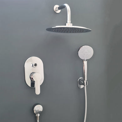 thermostatic shower concealed Round Shower Set Thermostatic Concealed Round Mixer Head Chrome Valve