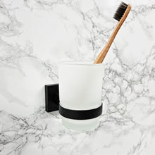 Load image into Gallery viewer, Black wall mounted toothbrush holder Black toothbrush holder Black toothbrush and toothpaste holderBlack toothbrush holder setBlack toothbrush holder set wallBlack wall mounted tumbler toothbrush holderBlack wall mounted toothbrush holder uk

