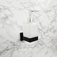 Load image into Gallery viewer, black soap holder for bathroom Soap Holder Black Glass Dispenser and Holder Wall Mounted Modern Square Accessory
